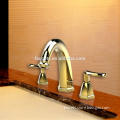 Gold Plated Double Handle Solid Brass Ornate Basin Faucet BNF594
